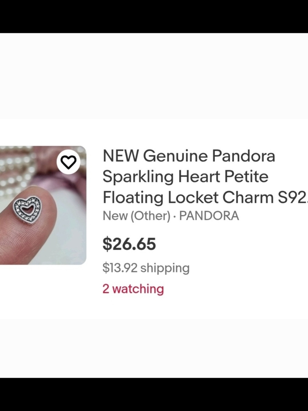 Pandora Sparkling Heart Petite Floating Locket Charm – Sterling Silver – EUC - Picture 9 of 9